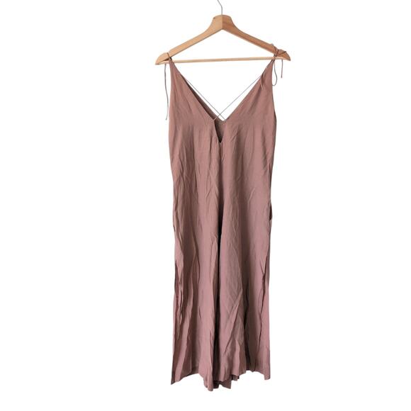 SWF REVOLVE Womens Pink Wide Leg Jumpsuit Romper Rayon Size Small Pockets Straps - Picture 1 of 12